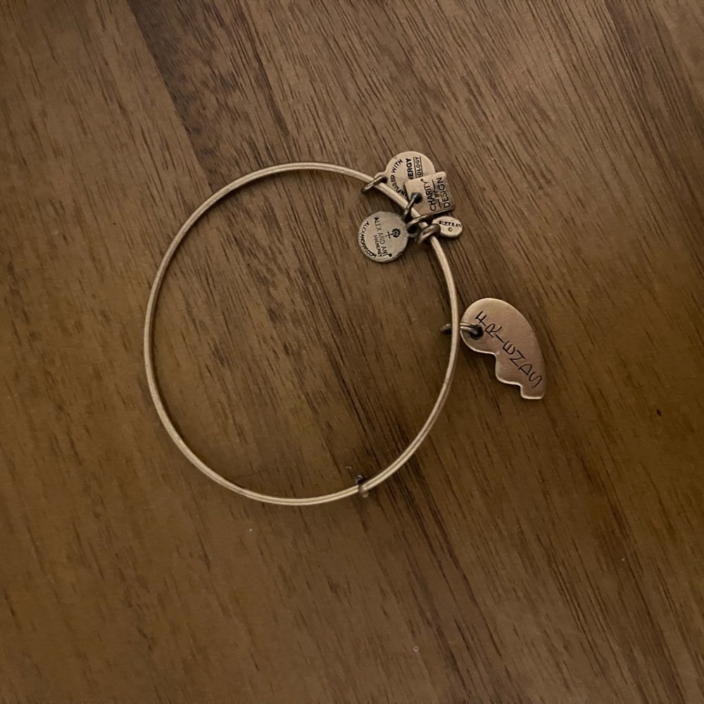 Alex and Ani gold bracelet with friends charm